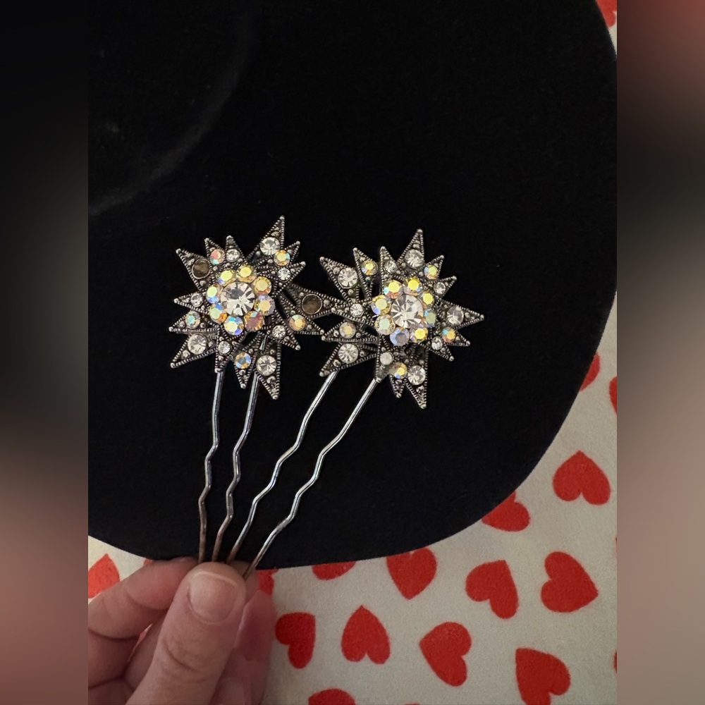 Silver Star Hair Pins bridal wedding prom updo